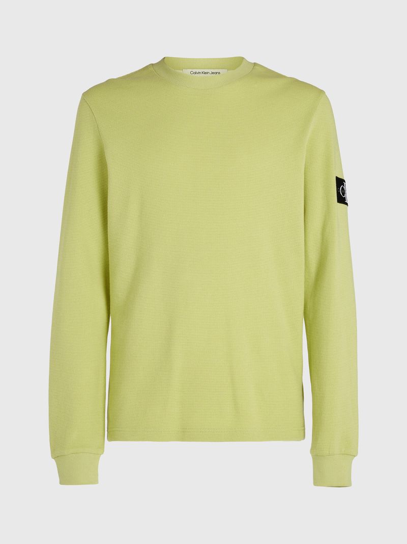 T-shirt-slim-de-manga-larga-de-punto-gofrado