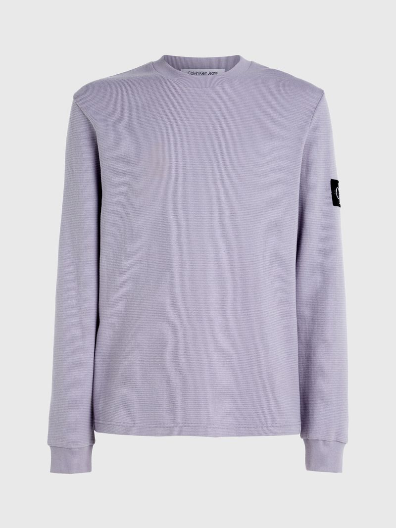 T-shirt-slim-de-manga-larga-de-punto-gofrado